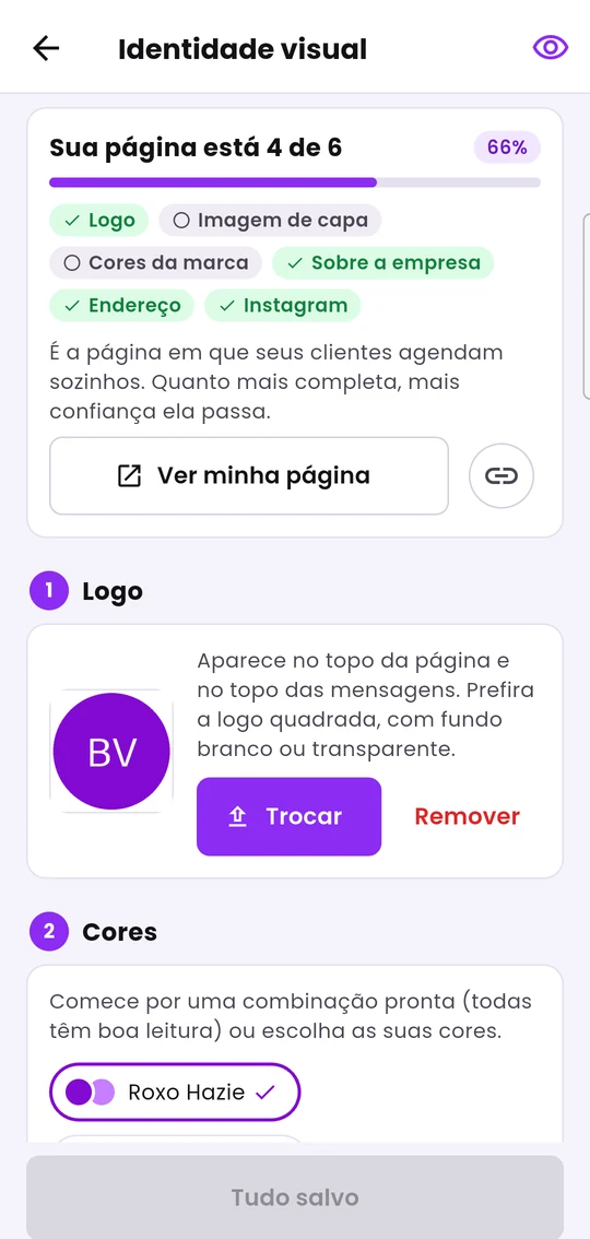 Identidade visual: quanto da página está completa e a logo