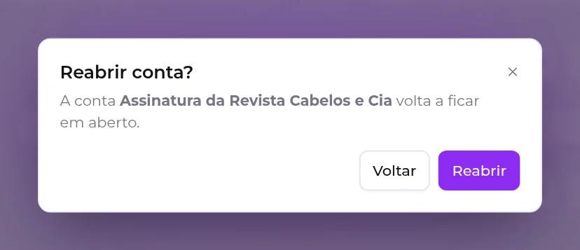 Confirmação Reabrir conta